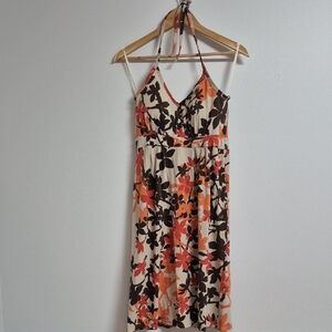 Denver Hayes Floral Midi Dress - Cream, Brown, Orange